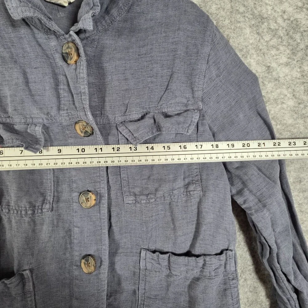 Nicole Miller Linen Cropped Jacket Blue Button Front Lightweight Women's XL Coas - Picture 4 of 9